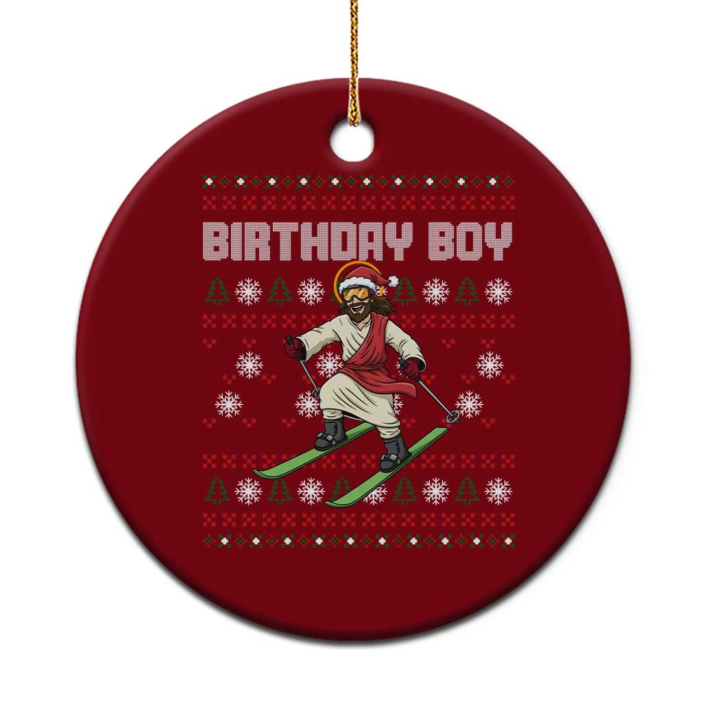 Jesus Xmas Meme Ceramic Ornament Snowboard Birthday Boy Ugly Xmas - Wonder Print Shop