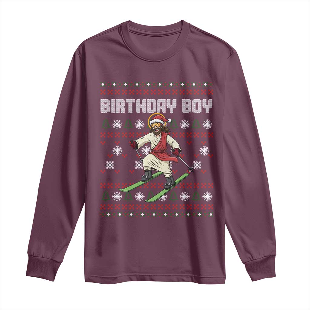 Jesus Christmas Meme Long Sleeve Shirt Snowboard Birthday Boy Ugly Xmas - Wonder Print Shop