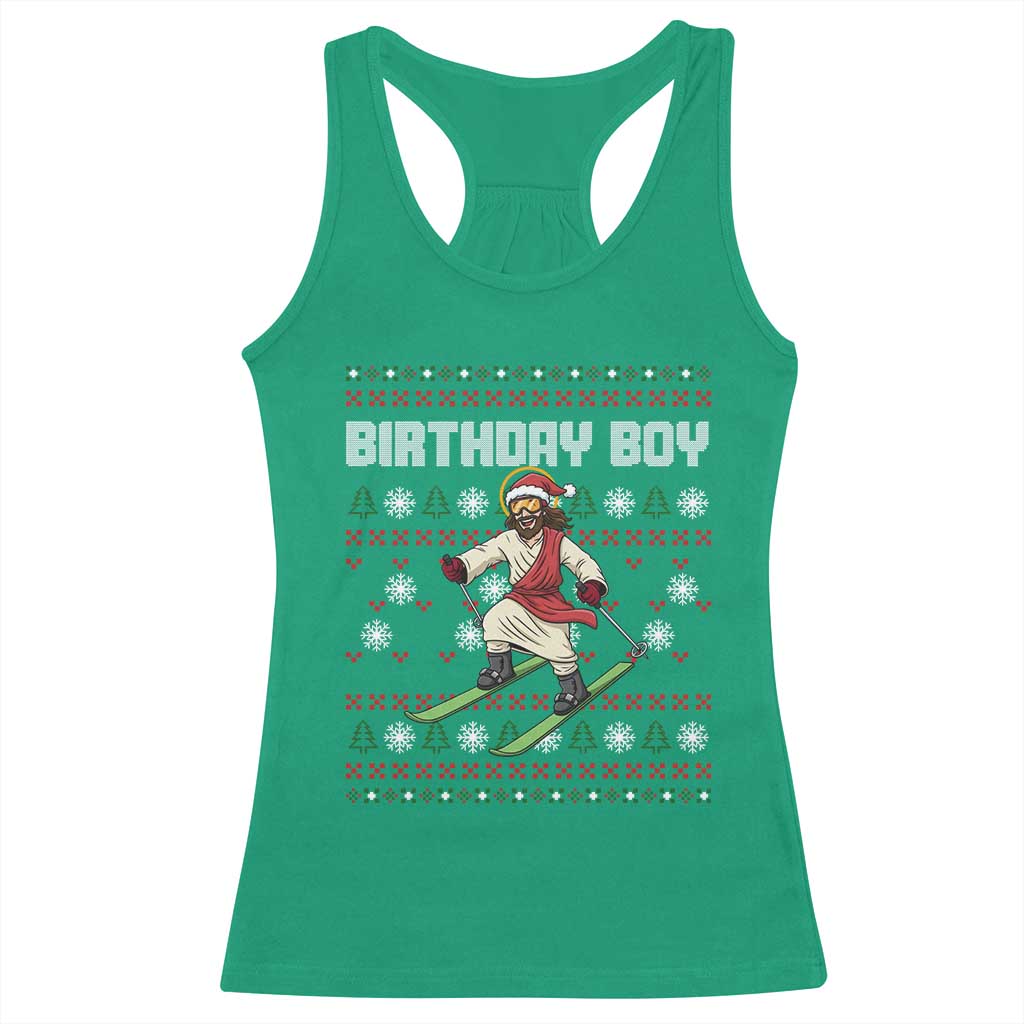 Jesus Christmas Meme Racerback Tank Top Snowboard Birthday Boy Ugly Xmas - Wonder Print Shop