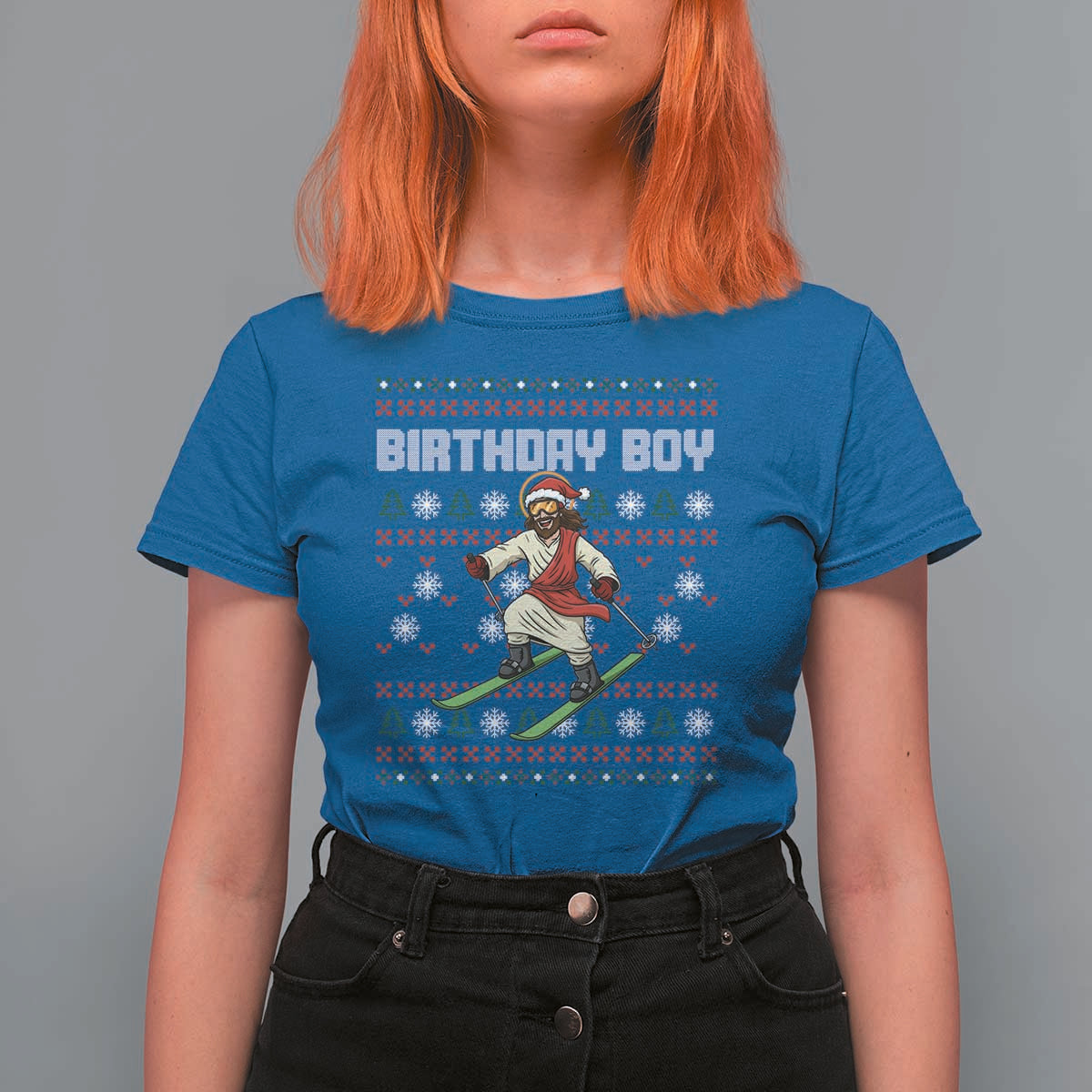 Jesus Christmas Meme T Shirt For Women Snowboard Birthday Boy Ugly Xmas - Wonder Print Shop