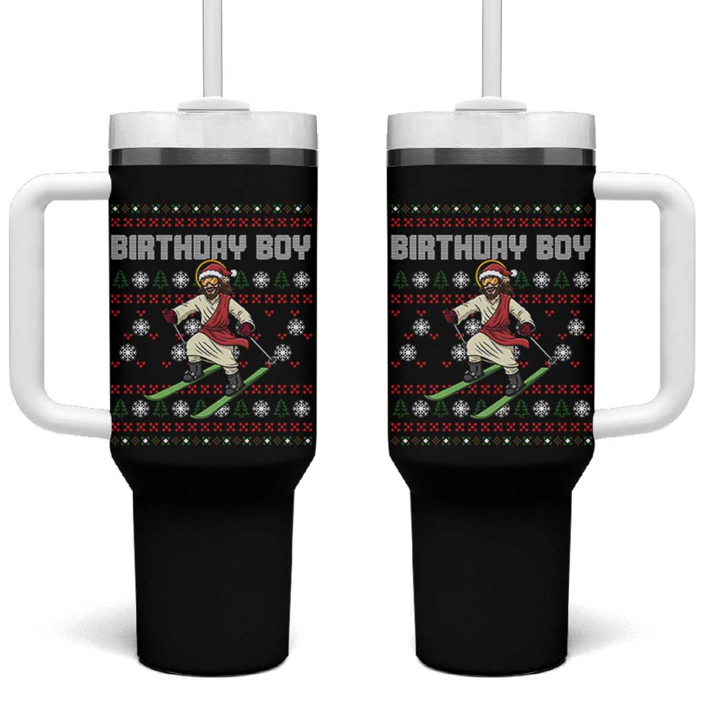 Jesus Christmas Meme Tumbler With Handle Snowboard Birthday Boy Ugly Xmas
