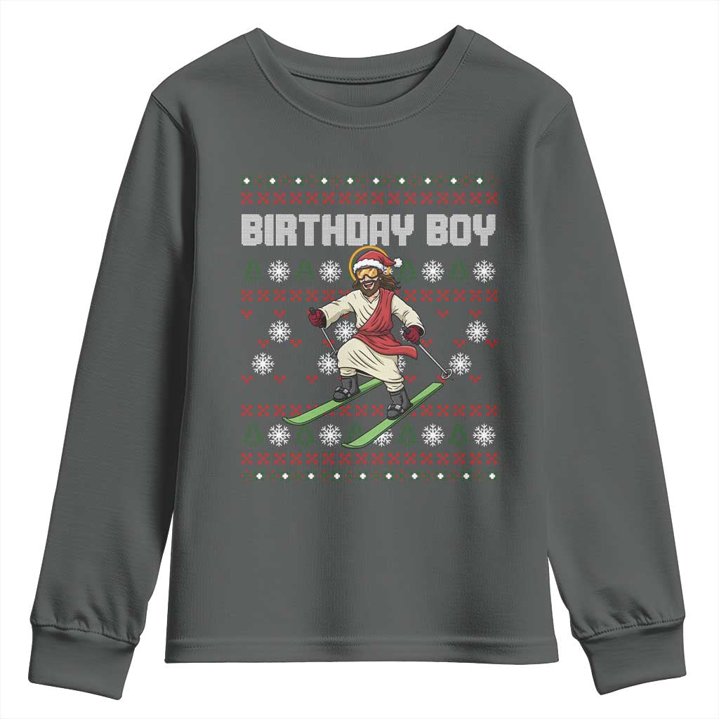 Jesus Christmas Meme Youth Sweatshirt Snowboard Birthday Boy Ugly Xmas - Wonder Print Shop