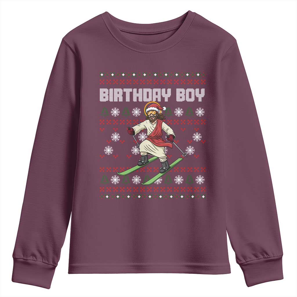 Jesus Christmas Meme Youth Sweatshirt Snowboard Birthday Boy Ugly Xmas - Wonder Print Shop