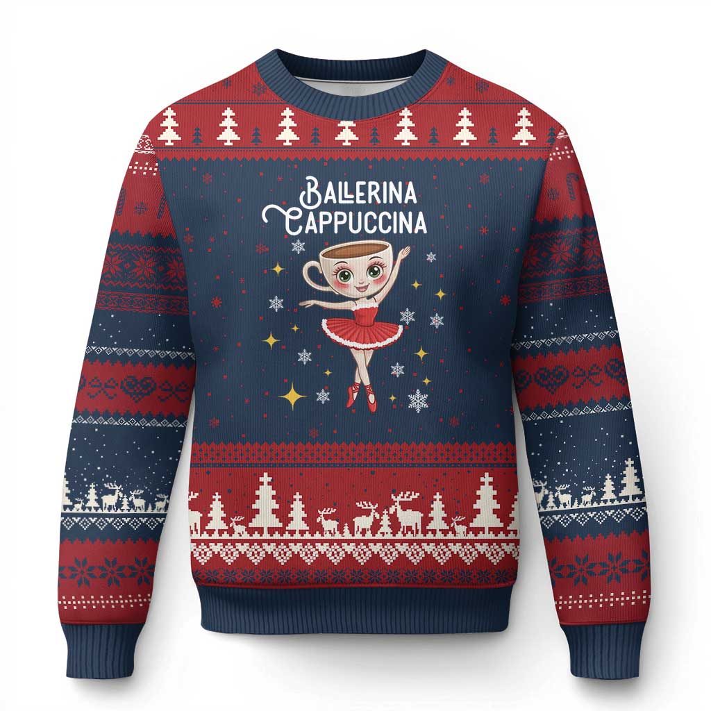 Ballerina Cappuccina Xmas Ugly Christmas Sweater Italian Brainrot Meme - Wonder Print Shop