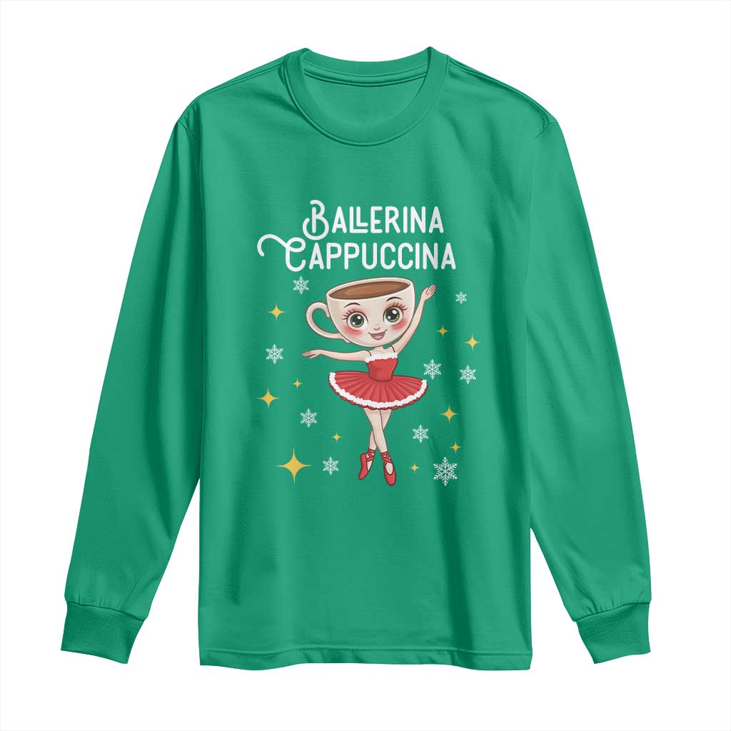 Ballerina Cappuccina Christmas Long Sleeve Shirt Italian Brainrot Meme - Wonder Print Shop