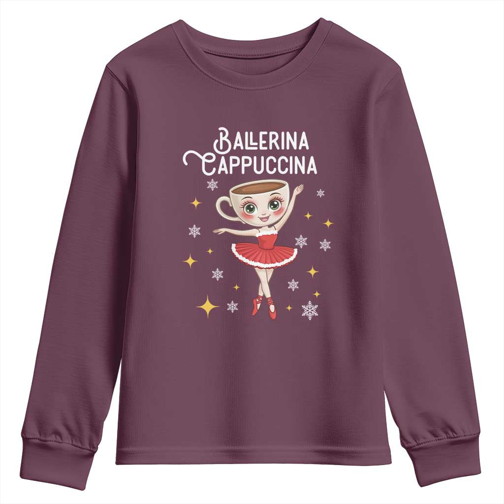 Ballerina Cappuccina Christmas Youth Sweatshirt Italian Brainrot Meme - Wonder Print Shop