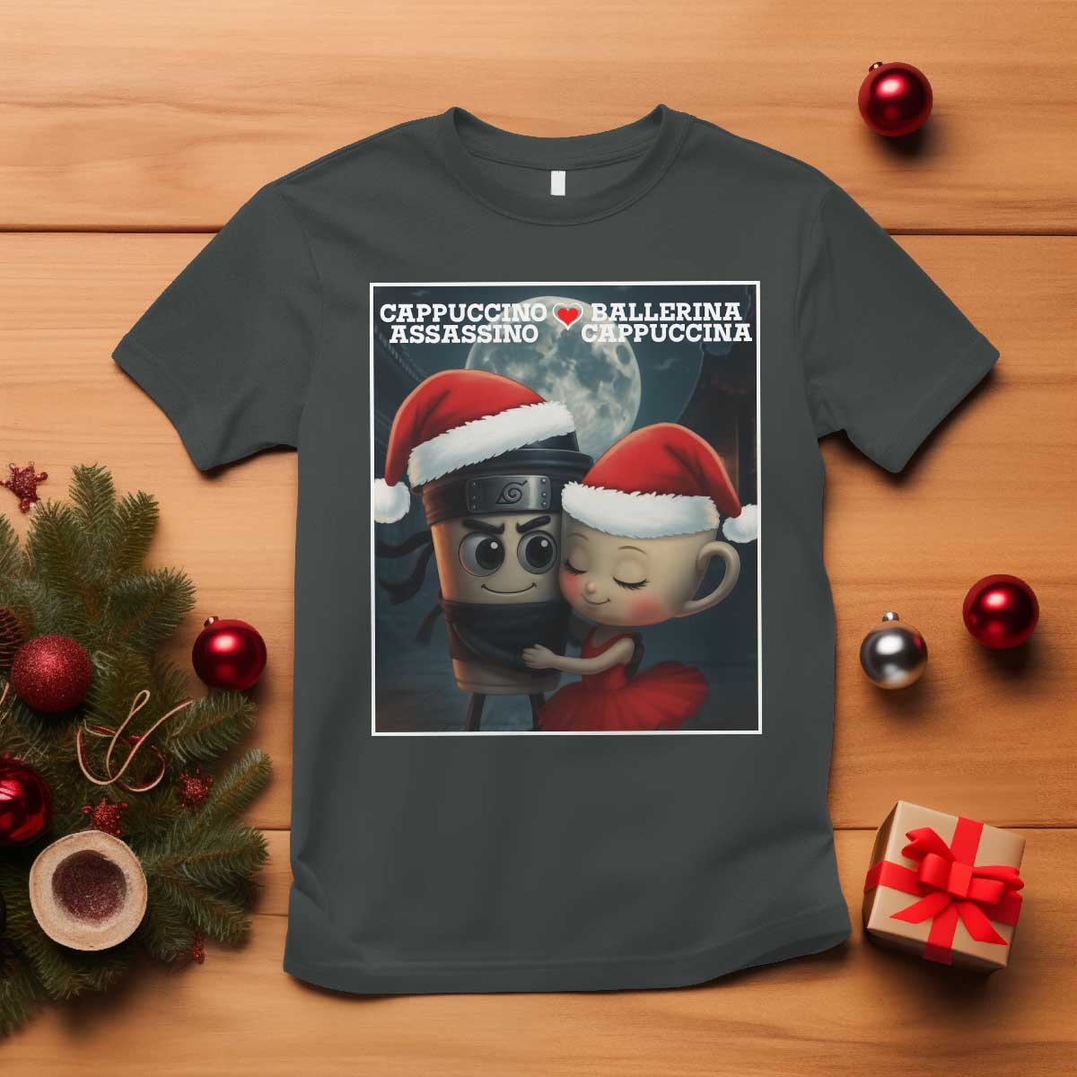 Funny Christmas Couple T Shirt Italian Brainrot Meme - Wonder Print Shop