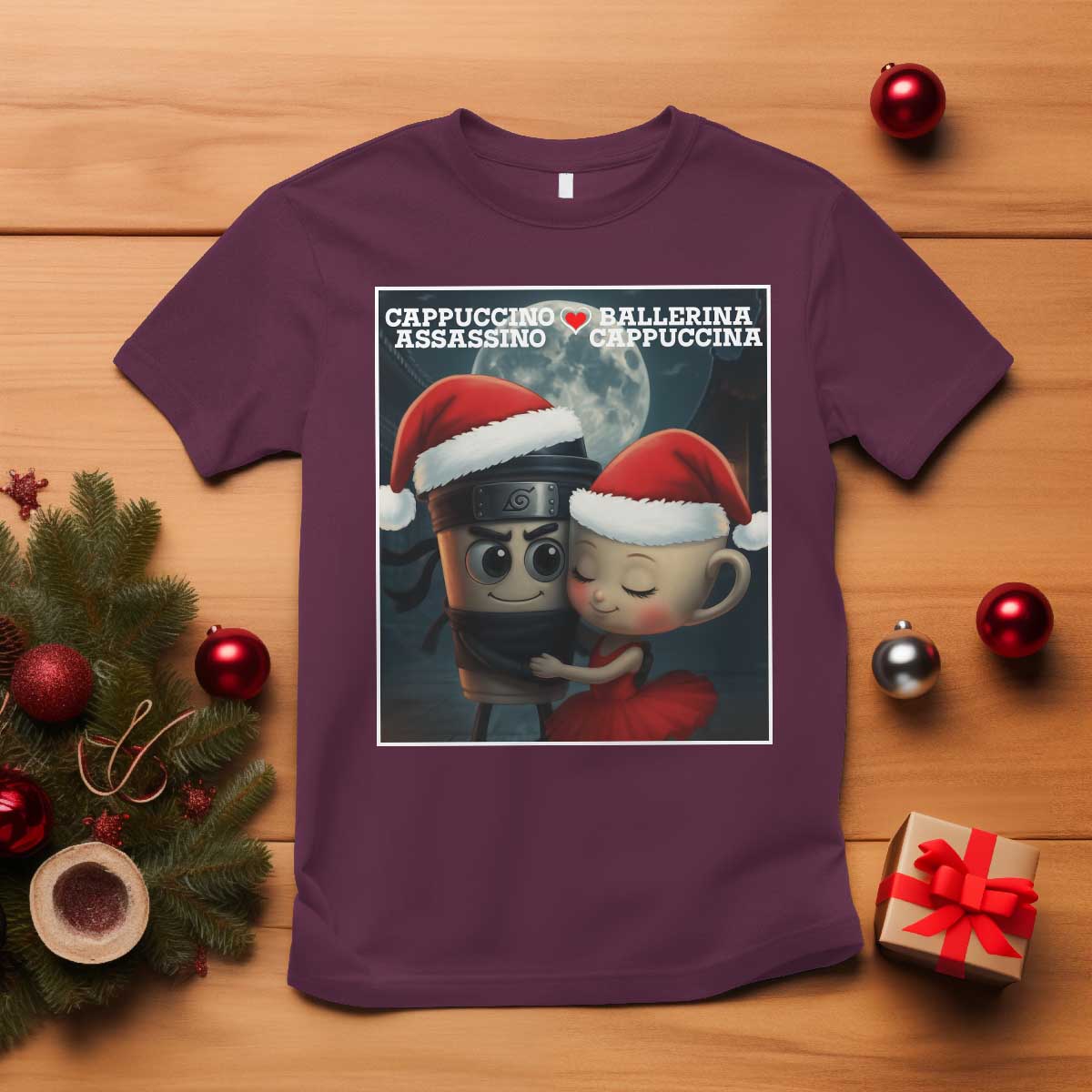 Funny Christmas Couple T Shirt Italian Brainrot Meme - Wonder Print Shop