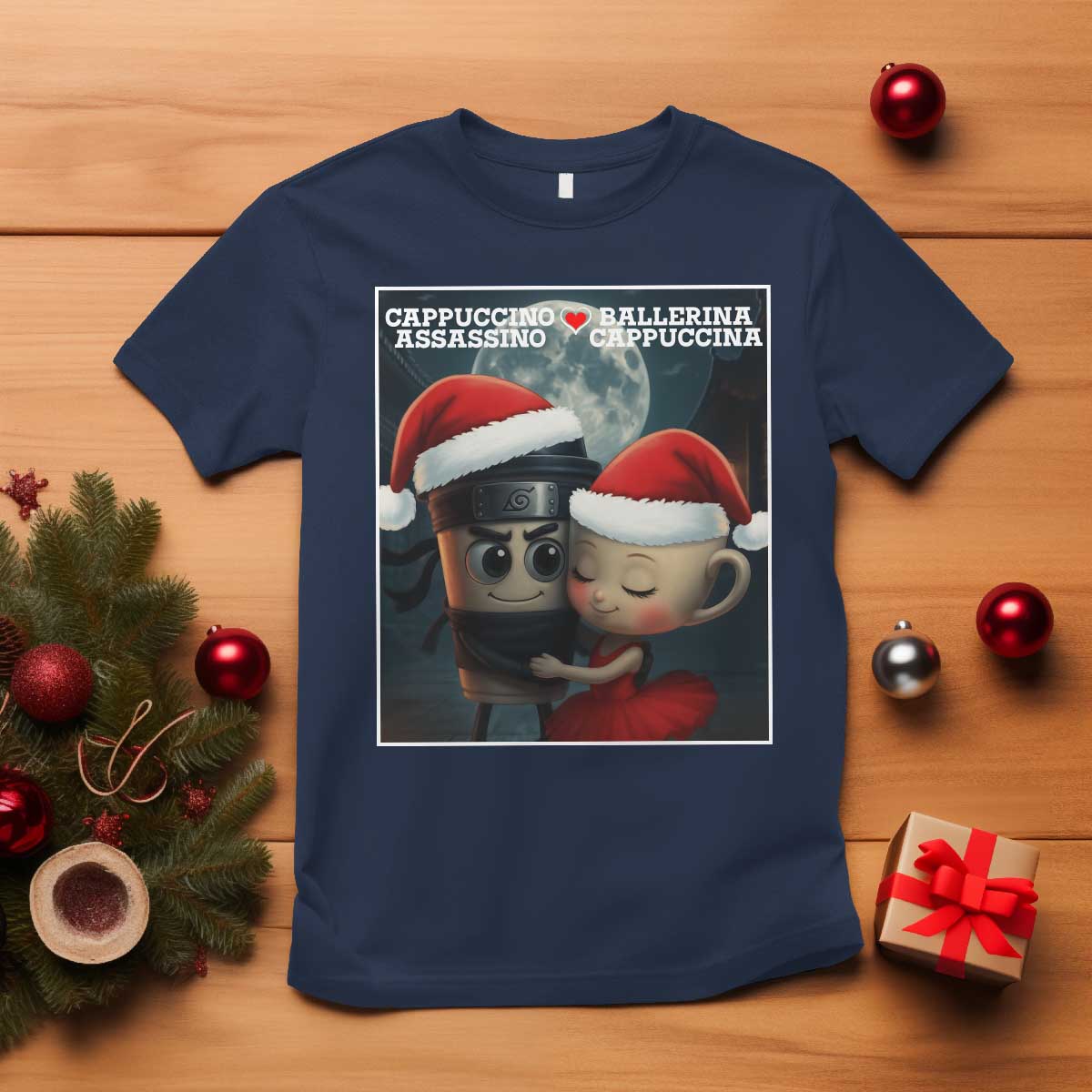 Funny Christmas Couple T Shirt Italian Brainrot Meme - Wonder Print Shop