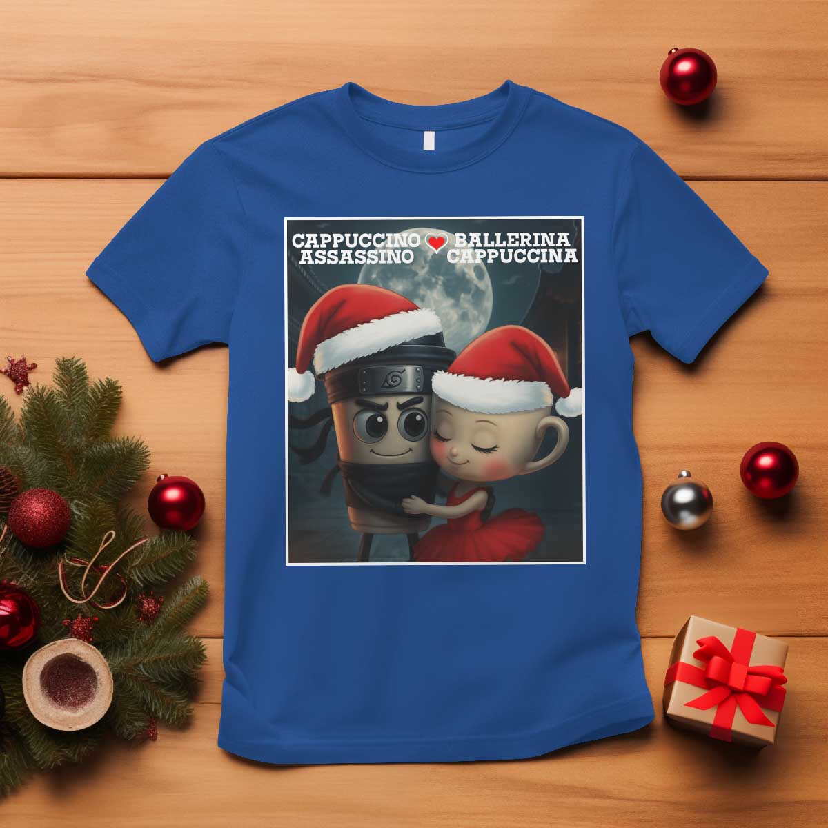 Funny Christmas Couple T Shirt Italian Brainrot Meme - Wonder Print Shop