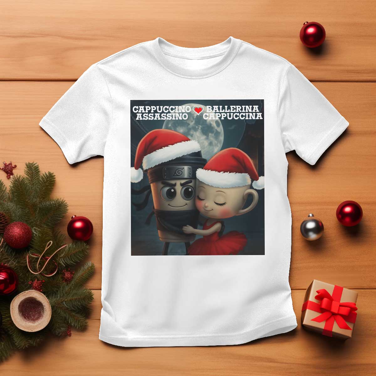 Funny Christmas Couple T Shirt Italian Brainrot Meme - Wonder Print Shop