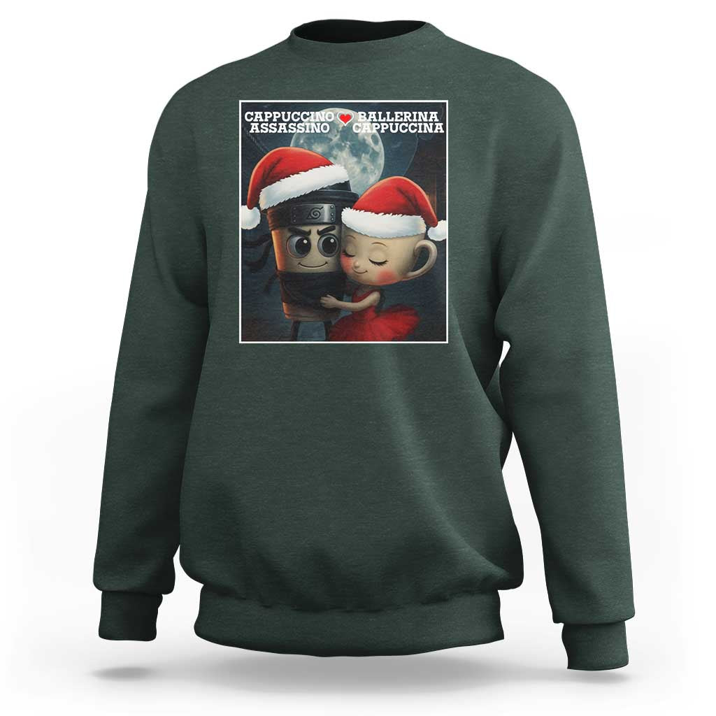 Funny Christmas Couple Sweatshirt Italian Brainrot Meme - Wonder Print Shop