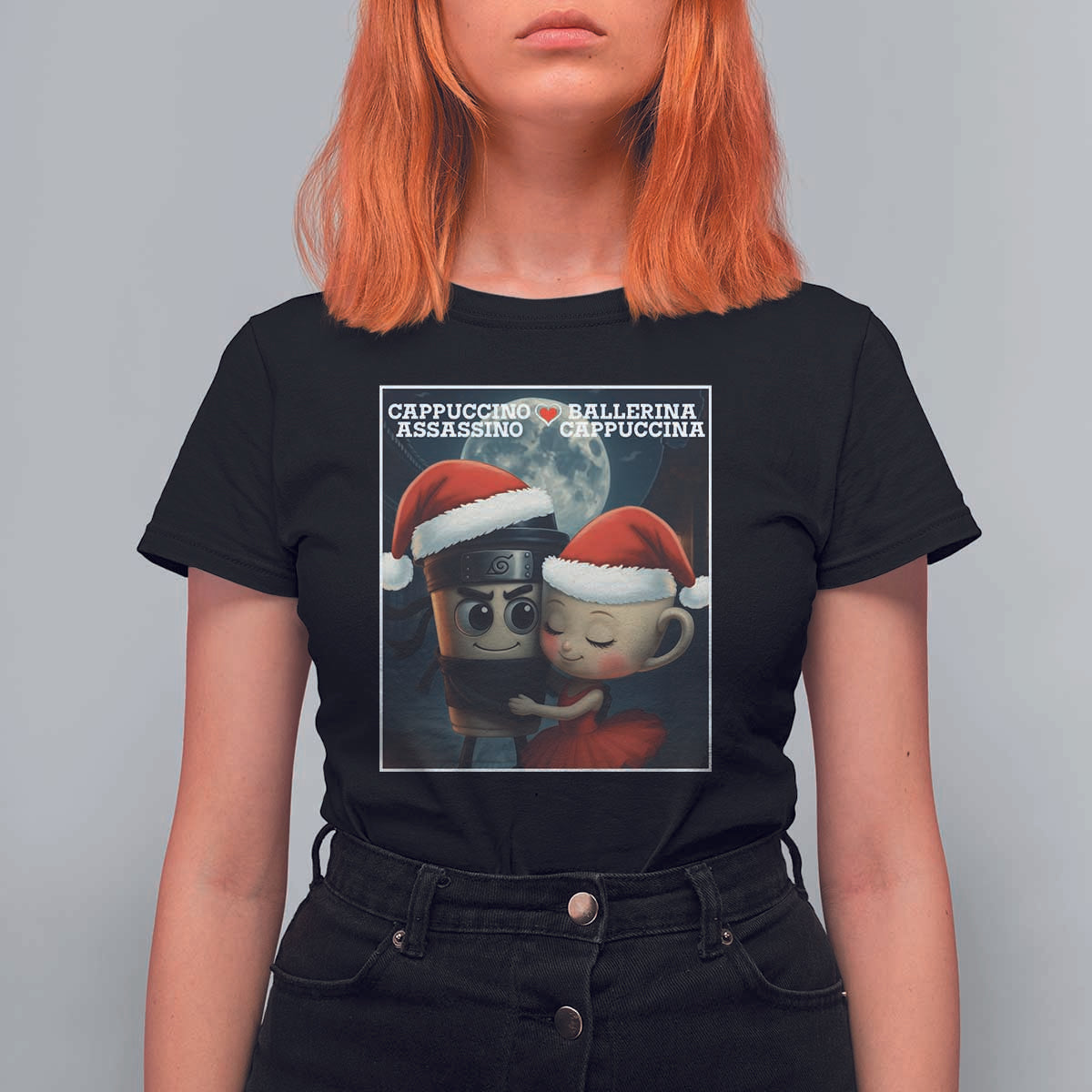 Funny Christmas Couple T Shirt For Women Italian Brainrot Meme - Wonder Print Shop