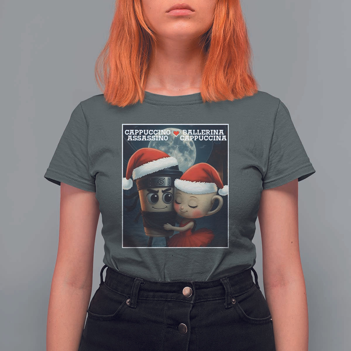 Funny Christmas Couple T Shirt For Women Italian Brainrot Meme - Wonder Print Shop
