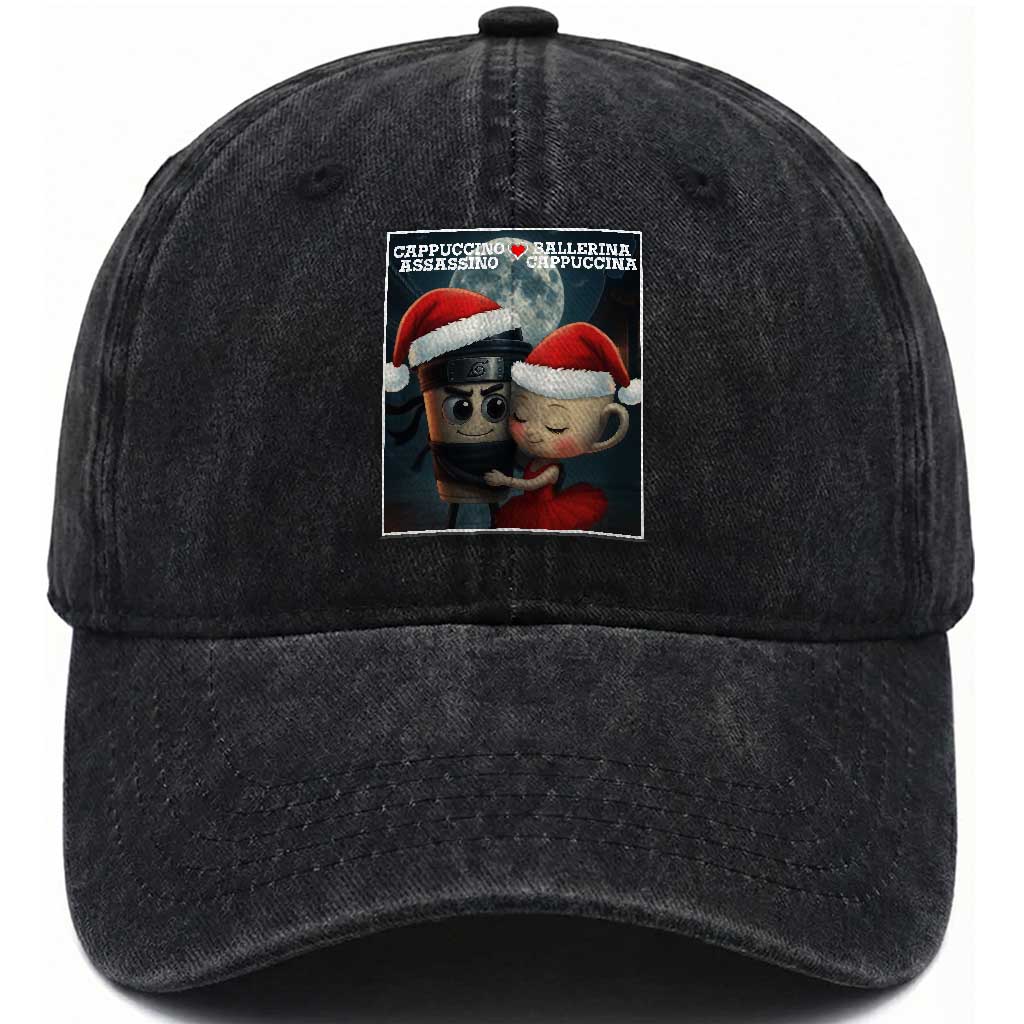 Funny Christmas Couple Washed Cotton Baseball Cap Italian Brainrot Meme