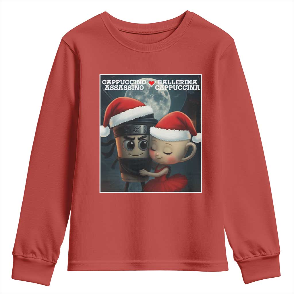 Funny Christmas Couple Youth Sweatshirt Italian Brainrot Meme - Wonder Print Shop