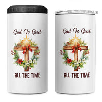 Cross Christian Christmas 4 in 1 Can Cooler Tumbler God Is Good All The Time - Wonder Print Shop