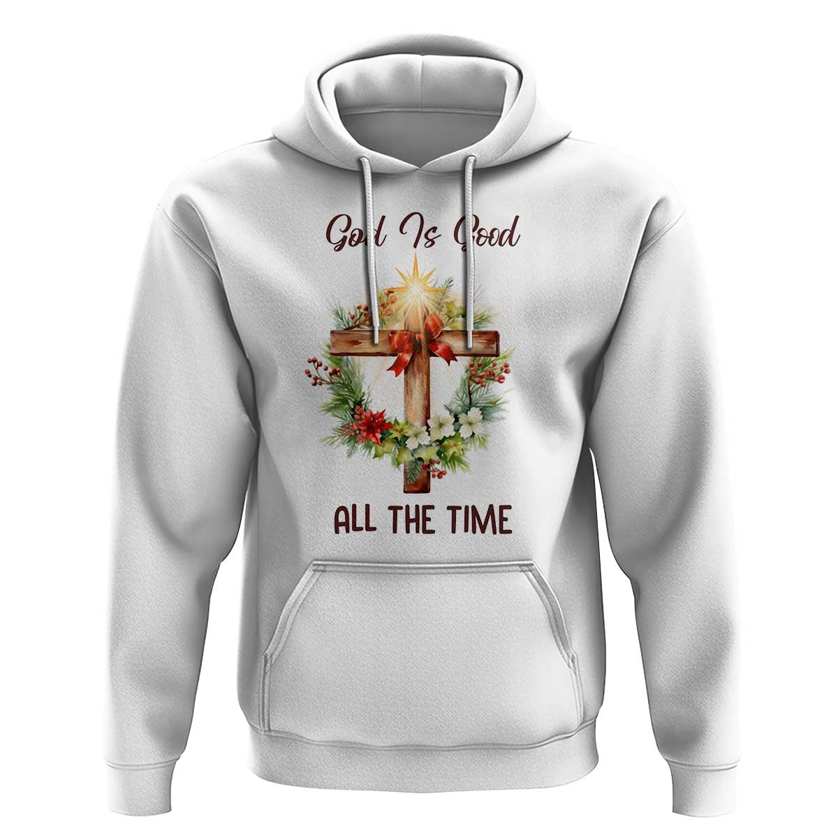 Cross Christian Christmas Hoodie God Is Good All The Time - Wonder Print Shop
