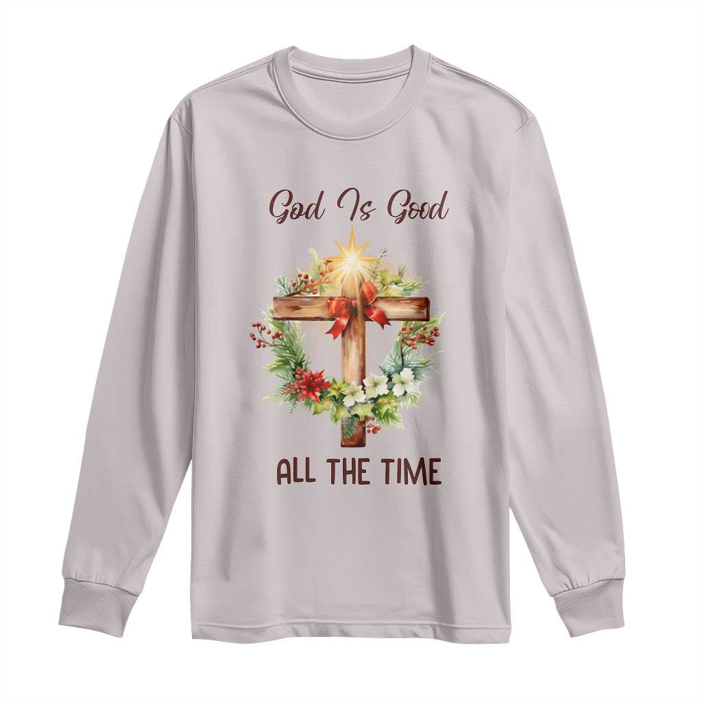Cross Christian Christmas Long Sleeve Shirt God Is Good All The Time - Wonder Print Shop