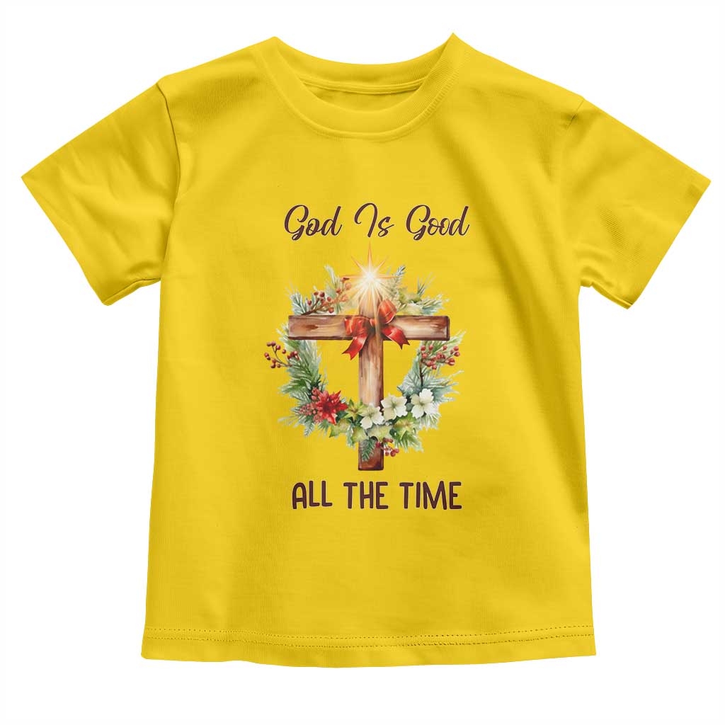 Cross Christian Christmas Toddler T Shirt God Is Good All The Time - Wonder Print Shop