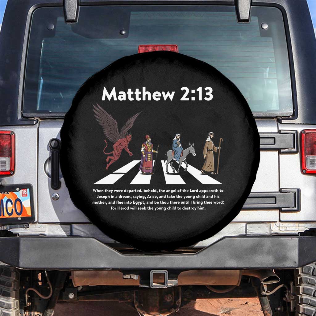 Jesus Christian Spare Tire Cover Cross Bible Verse Matthew 2:13 - Wonder Print Shop