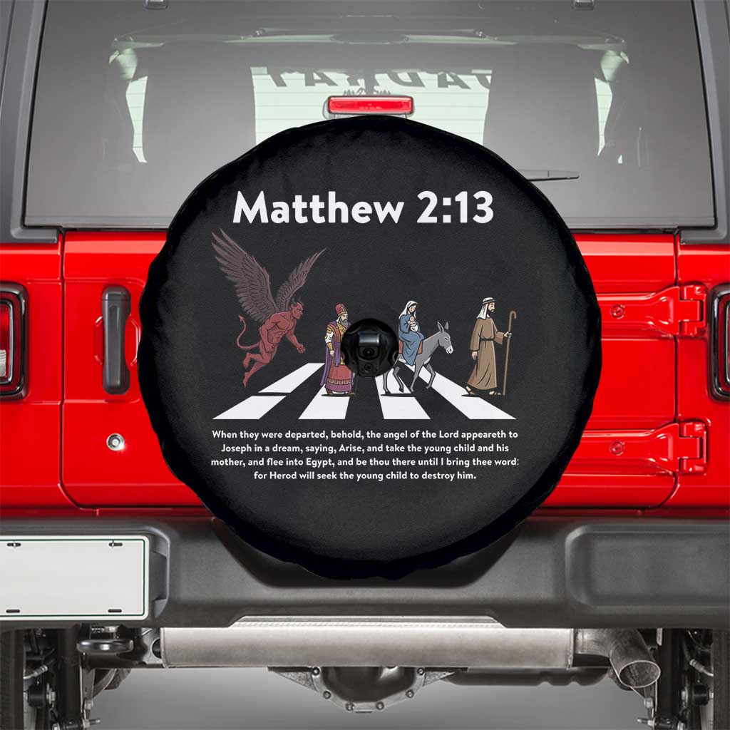 Jesus Christian Spare Tire Cover Cross Bible Verse Matthew 2:13 - Wonder Print Shop