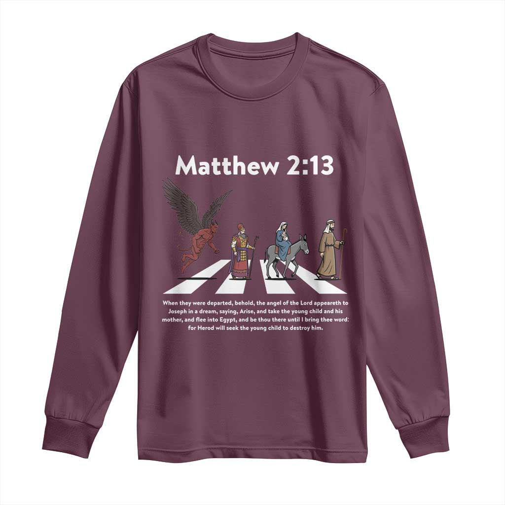 Jesus Christian Long Sleeve Shirt Cross Bible Verse Matthew 2:13 - Wonder Print Shop