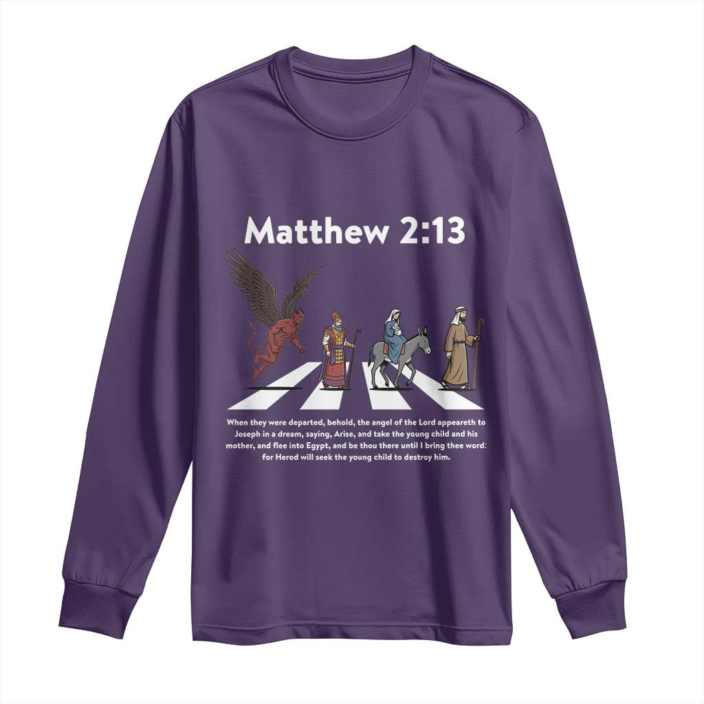 Jesus Christian Long Sleeve Shirt Cross Bible Verse Matthew 2:13 - Wonder Print Shop