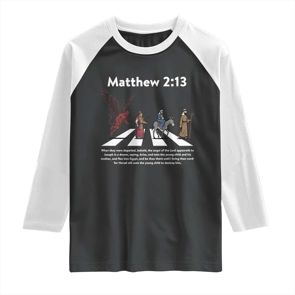 Jesus Christian Raglan Shirt Cross Bible Verse Matthew 2:13 - Wonder Print Shop