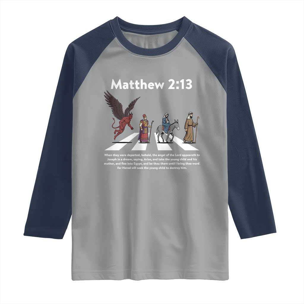 Jesus Christian Raglan Shirt Cross Bible Verse Matthew 2:13 - Wonder Print Shop