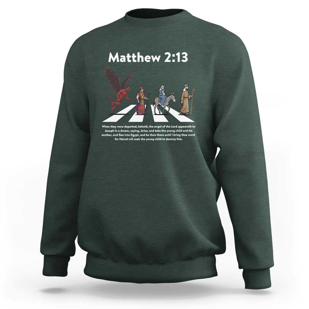 Jesus Christian Sweatshirt Cross Bible Verse Matthew 2:13 - Wonder Print Shop
