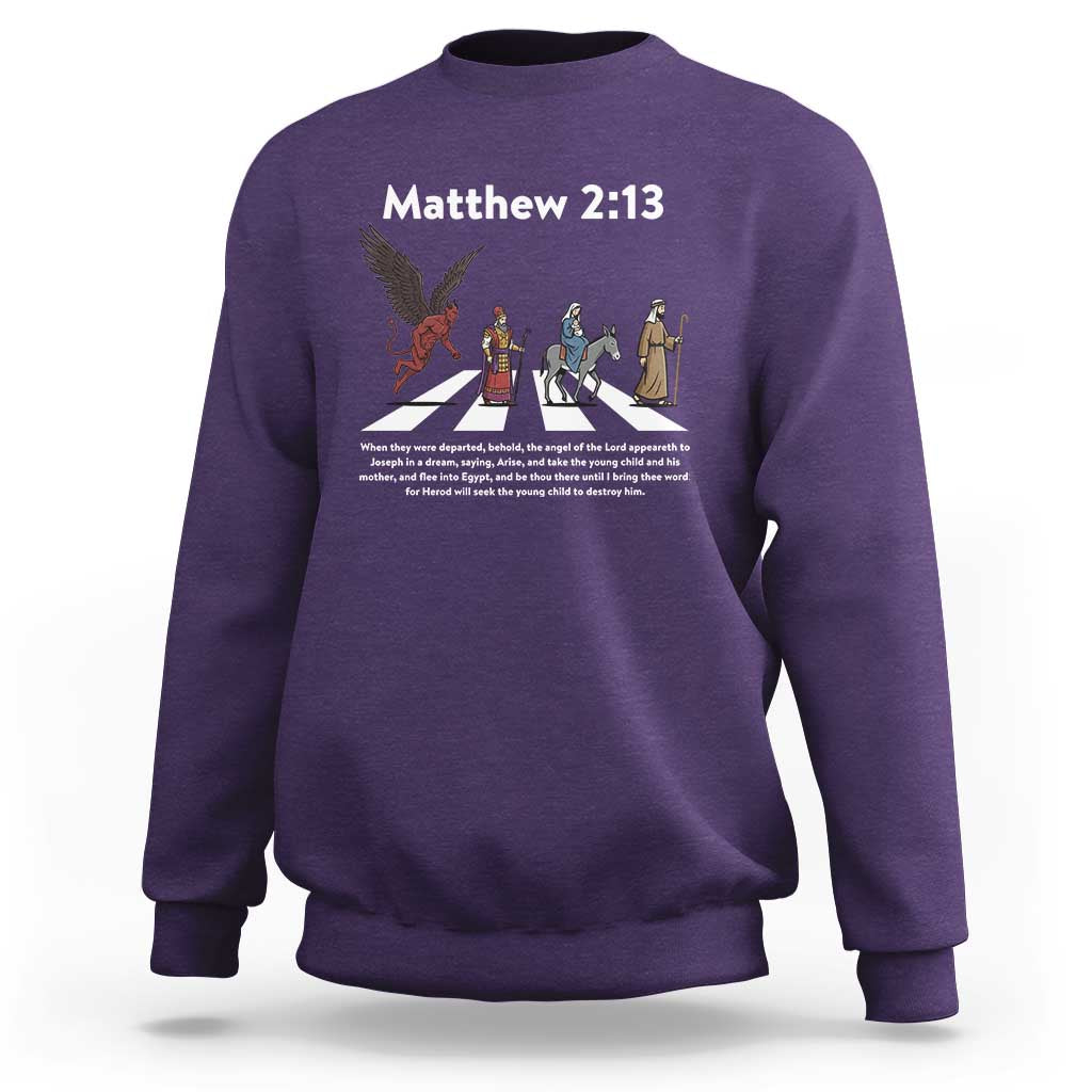 Jesus Christian Sweatshirt Cross Bible Verse Matthew 2:13 - Wonder Print Shop