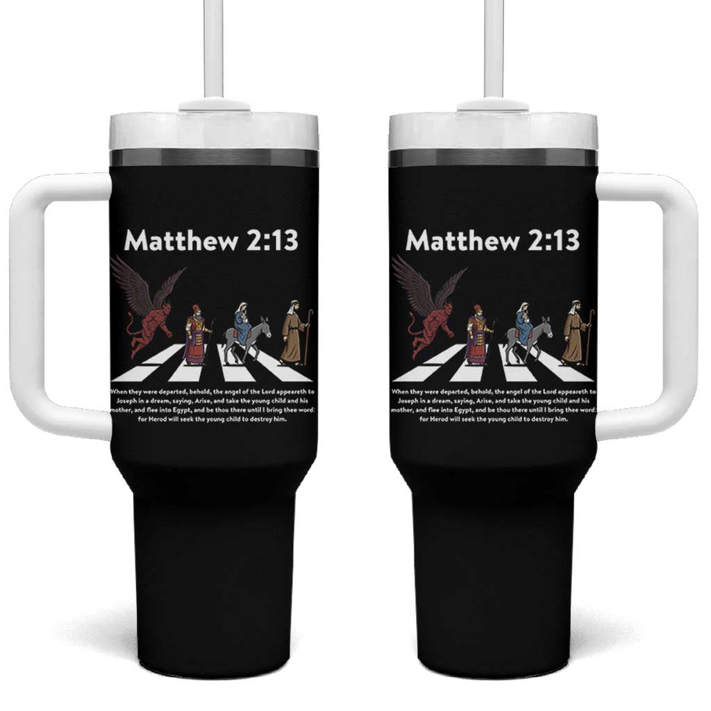 Jesus Christian Tumbler With Handle Cross Bible Verse Matthew 2:13 - Wonder Print Shop