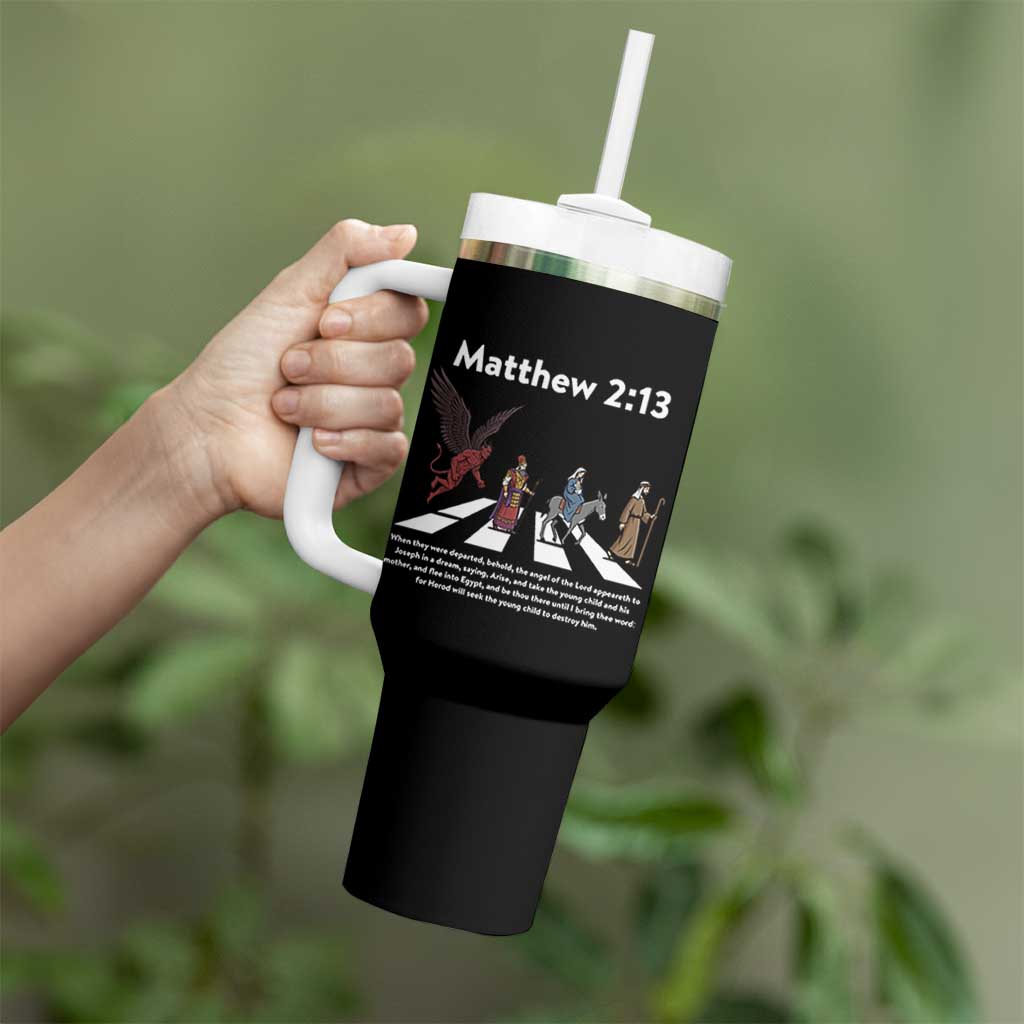 Jesus Christian Tumbler With Handle Cross Bible Verse Matthew 2:13 - Wonder Print Shop