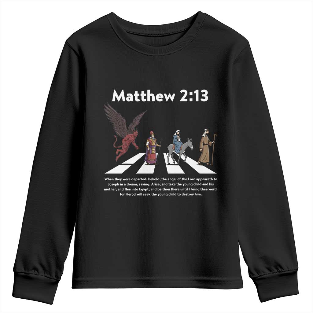 Jesus Christian Youth Sweatshirt Cross Bible Verse Matthew 2:13 - Wonder Print Shop