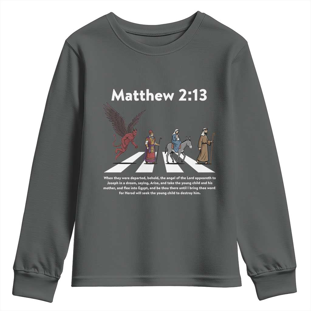 Jesus Christian Youth Sweatshirt Cross Bible Verse Matthew 2:13 - Wonder Print Shop