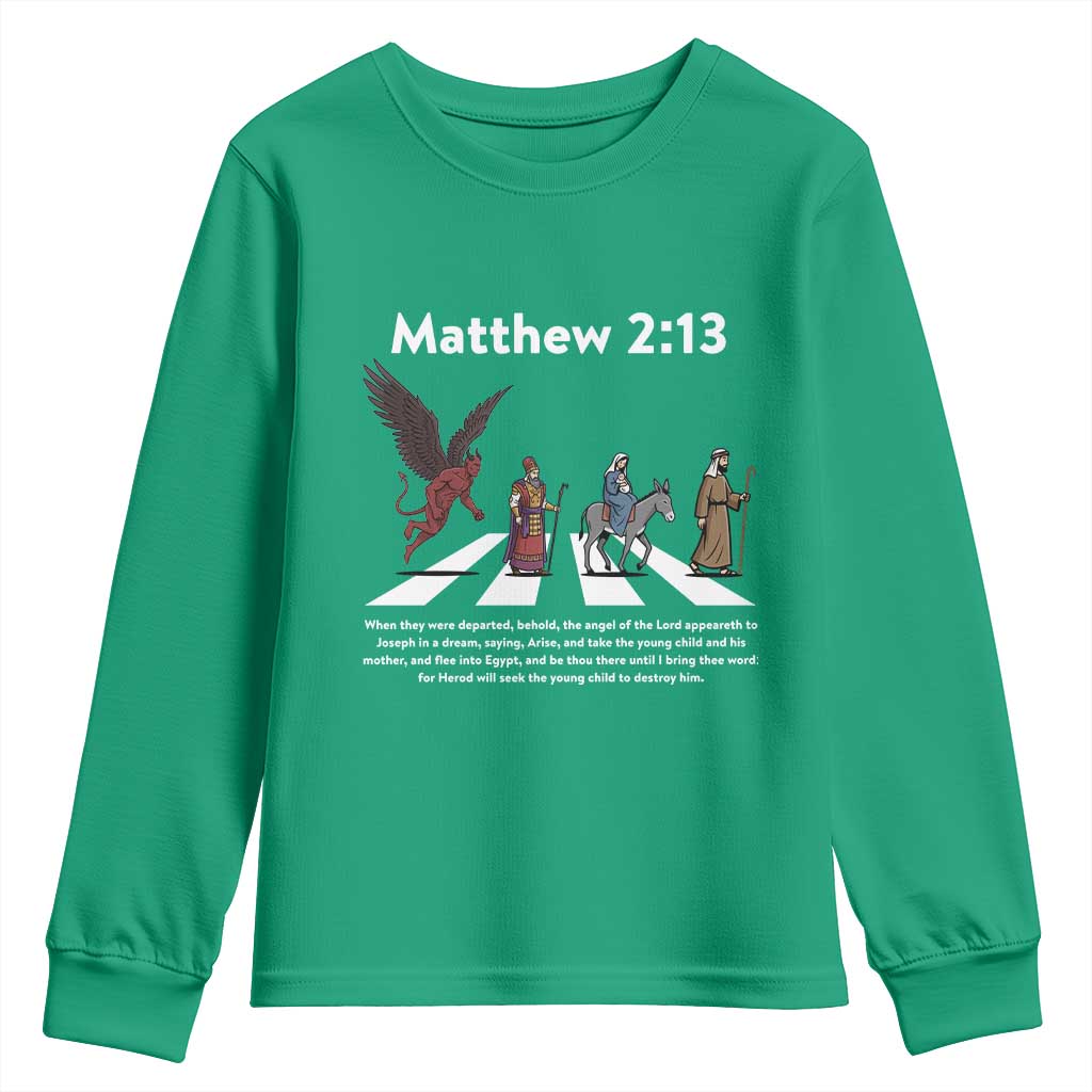 Jesus Christian Youth Sweatshirt Cross Bible Verse Matthew 2:13 - Wonder Print Shop