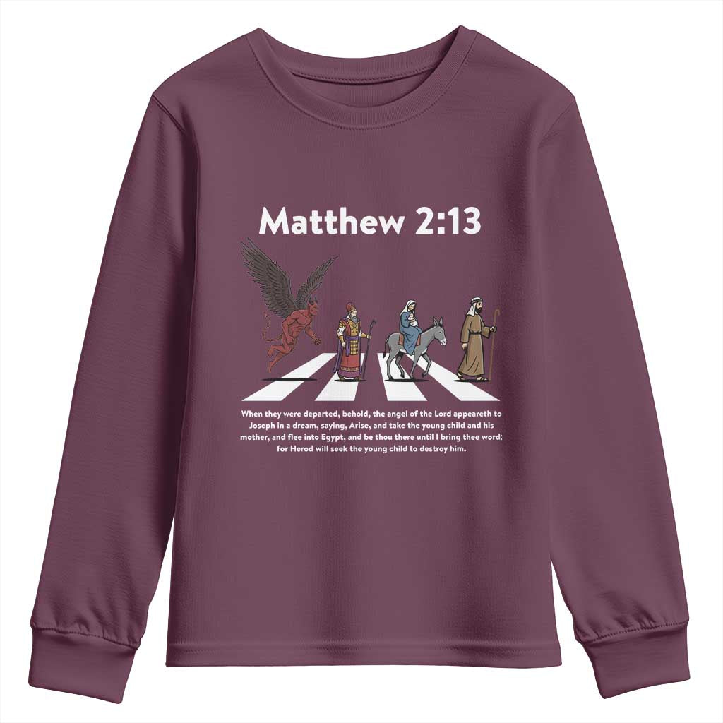 Jesus Christian Youth Sweatshirt Cross Bible Verse Matthew 2:13 - Wonder Print Shop