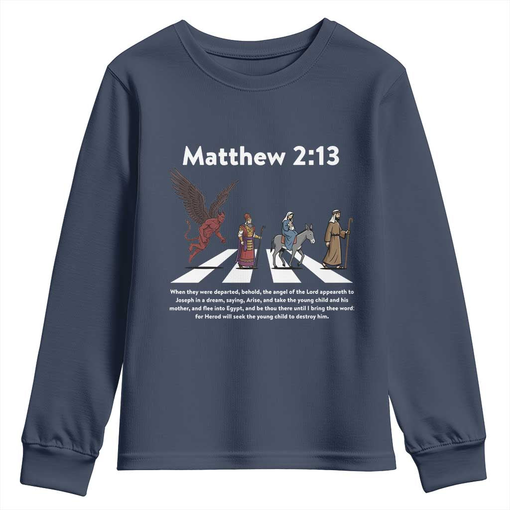 Jesus Christian Youth Sweatshirt Cross Bible Verse Matthew 2:13 - Wonder Print Shop