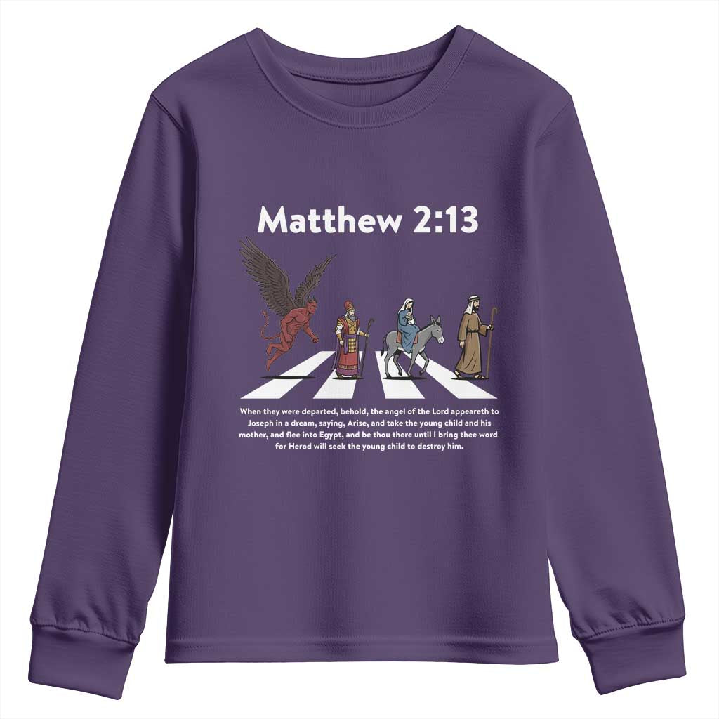 Jesus Christian Youth Sweatshirt Cross Bible Verse Matthew 2:13 - Wonder Print Shop