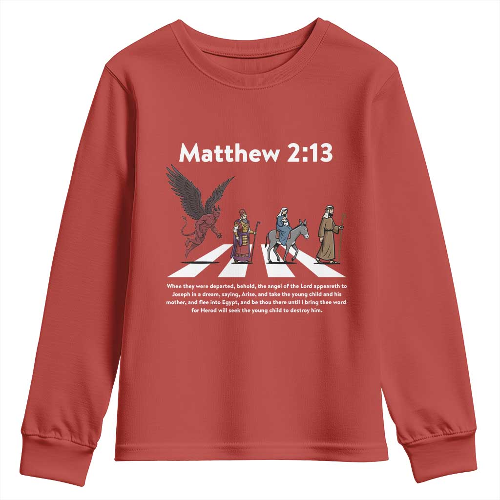 Jesus Christian Youth Sweatshirt Cross Bible Verse Matthew 2:13 - Wonder Print Shop