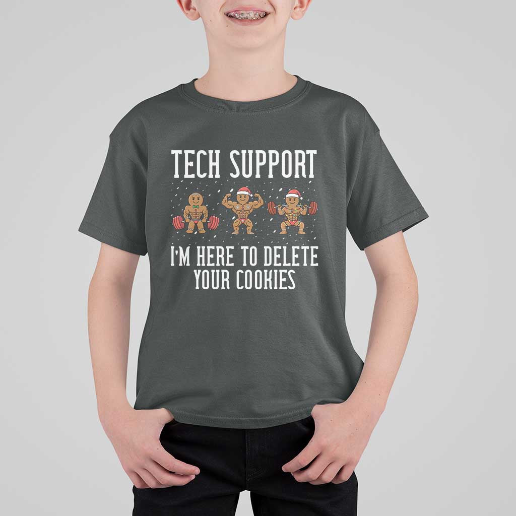 Tech Support Funny Christmas T Shirt For Kid Gingerbread I Am Here To Delete Your Cookies - Wonder Print Shop