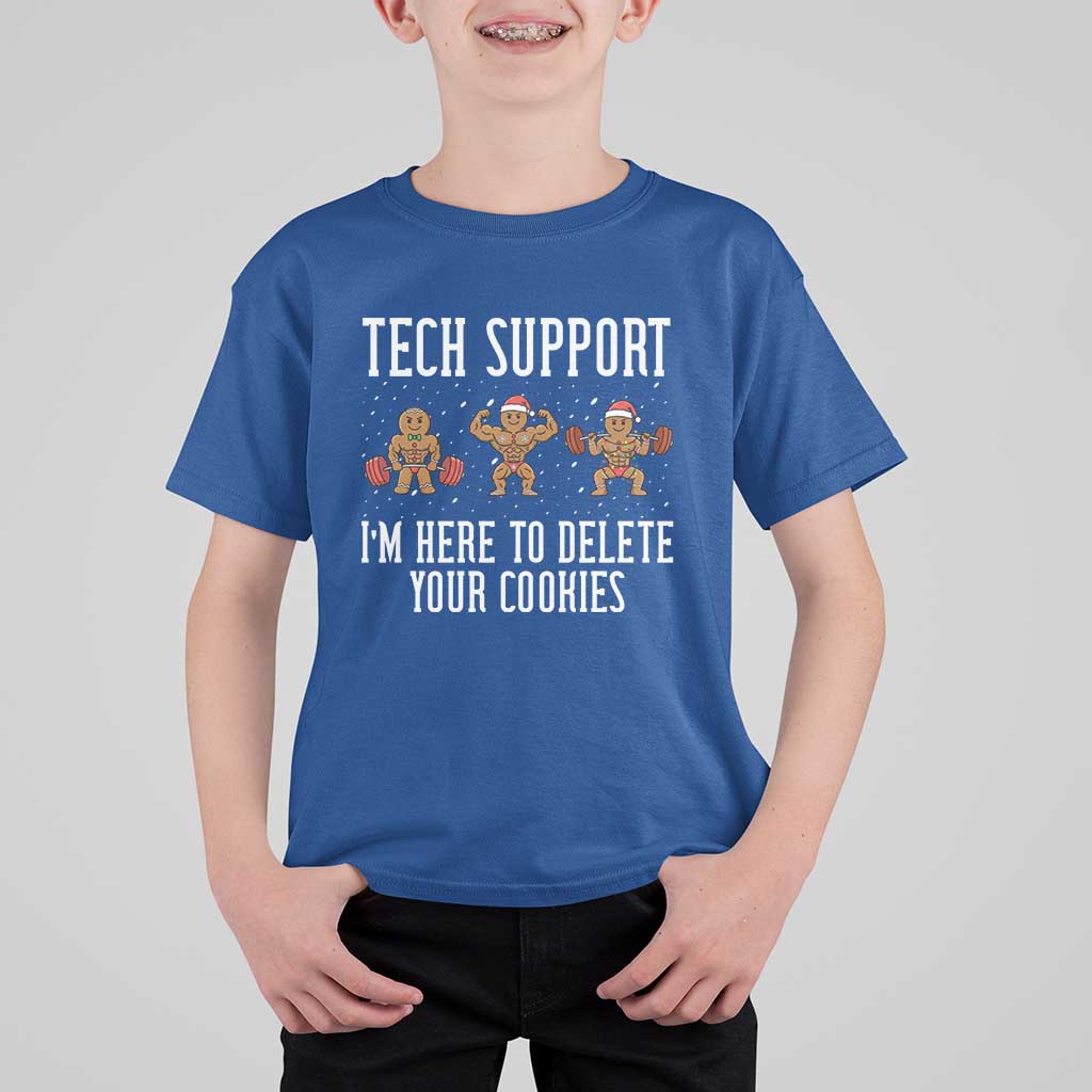Tech Support Funny Christmas T Shirt For Kid Gingerbread I Am Here To Delete Your Cookies - Wonder Print Shop