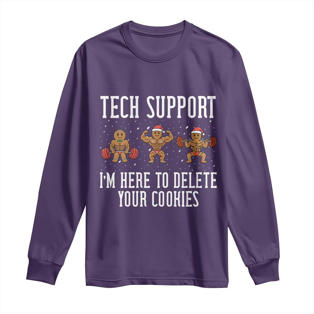 Tech Support Funny Christmas Long Sleeve Shirt Gingerbread I Am Here To Delete Your Cookies - Wonder Print Shop