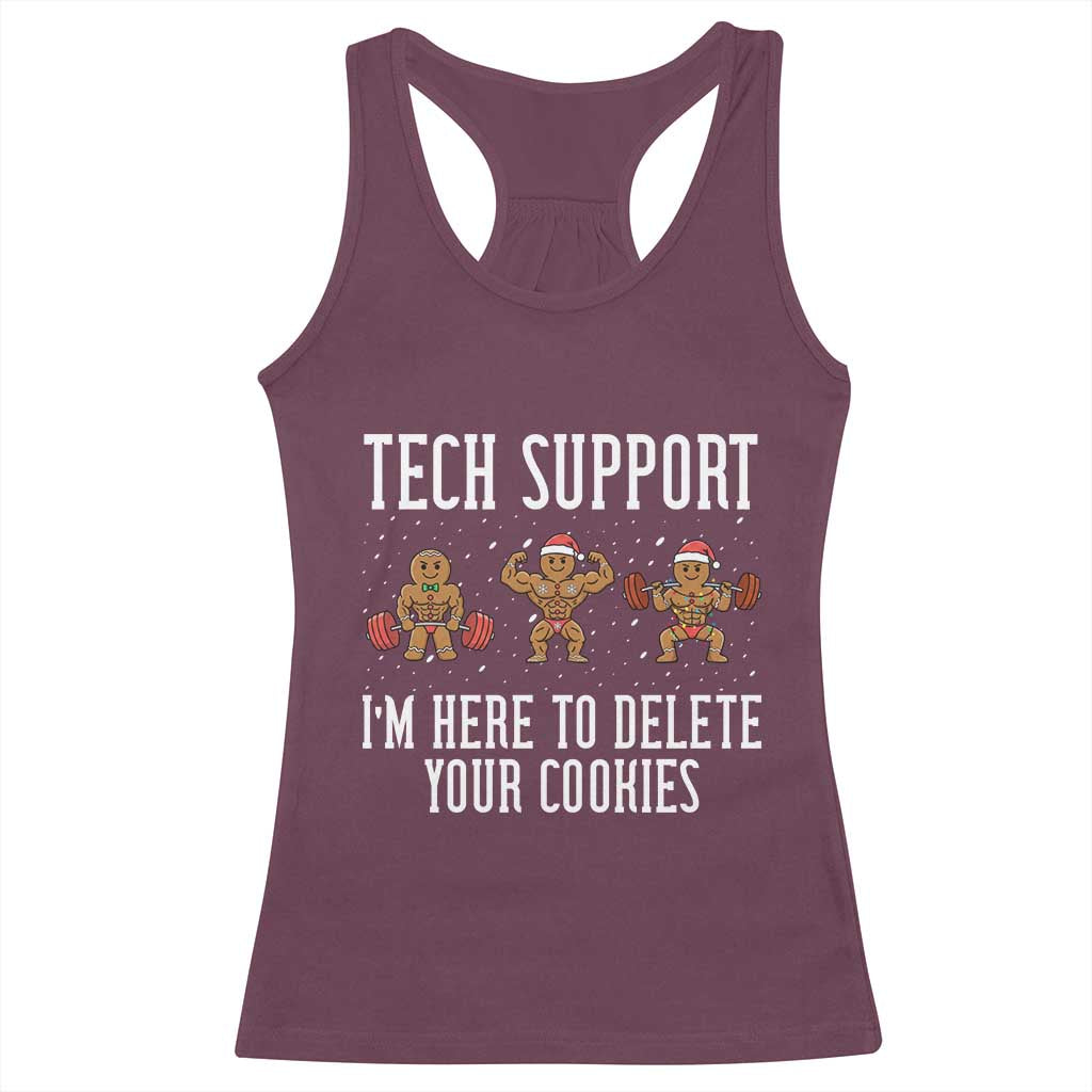 Tech Support Funny Christmas Racerback Tank Top Gingerbread I Am Here To Delete Your Cookies - Wonder Print Shop