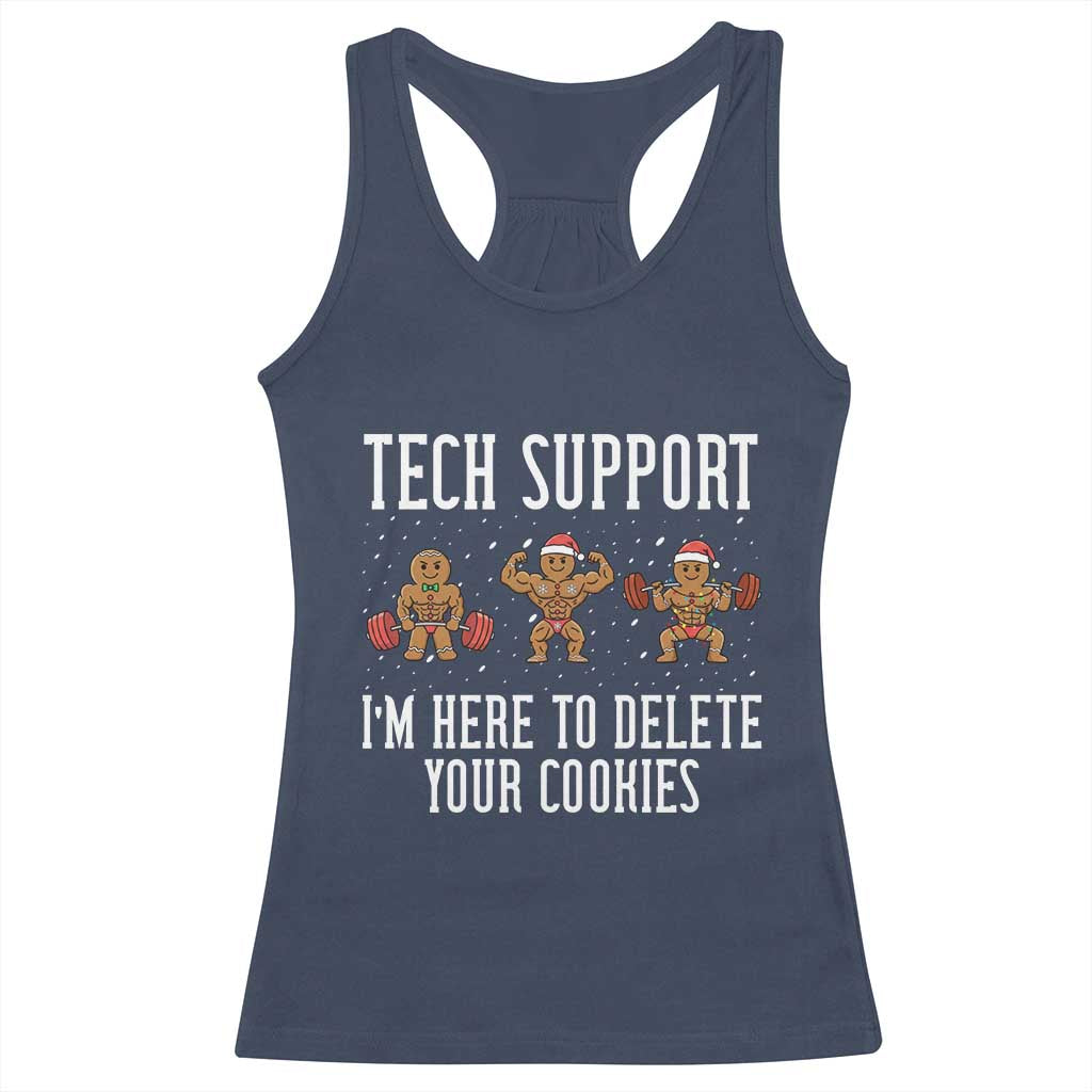 Tech Support Funny Christmas Racerback Tank Top Gingerbread I Am Here To Delete Your Cookies - Wonder Print Shop