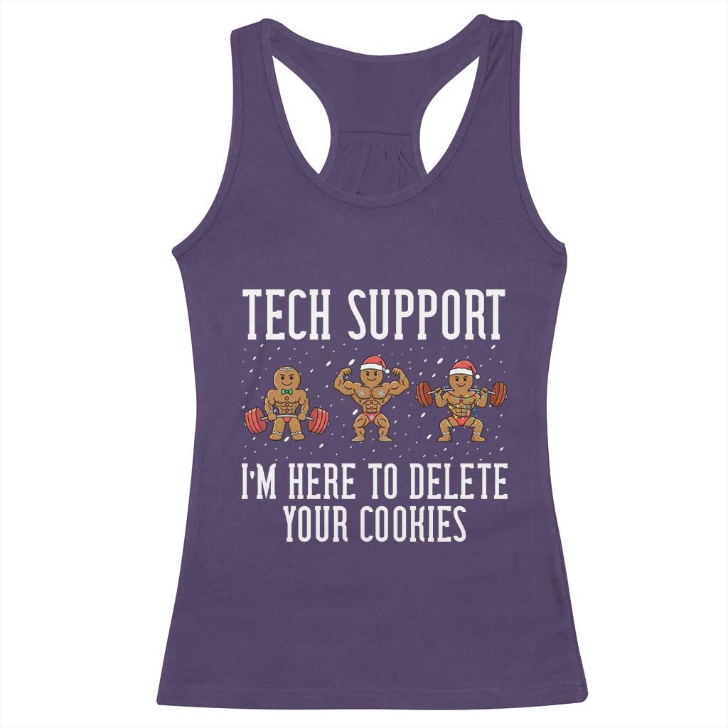 Tech Support Funny Christmas Racerback Tank Top Gingerbread I Am Here To Delete Your Cookies - Wonder Print Shop