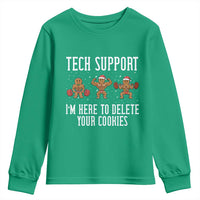 Tech Support Funny Christmas Youth Sweatshirt Gingerbread I Am Here To Delete Your Cookies - Wonder Print Shop