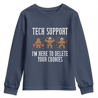 Tech Support Funny Christmas Youth Sweatshirt Gingerbread I Am Here To Delete Your Cookies - Wonder Print Shop