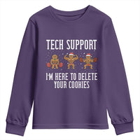 Tech Support Funny Christmas Youth Sweatshirt Gingerbread I Am Here To Delete Your Cookies - Wonder Print Shop